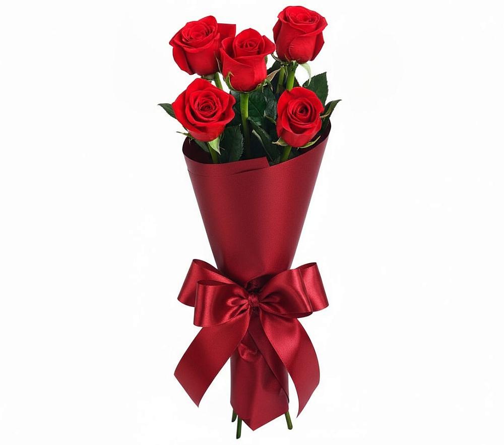 Букет 5 Красных роз Эдлесс Лав в Кушнаренково