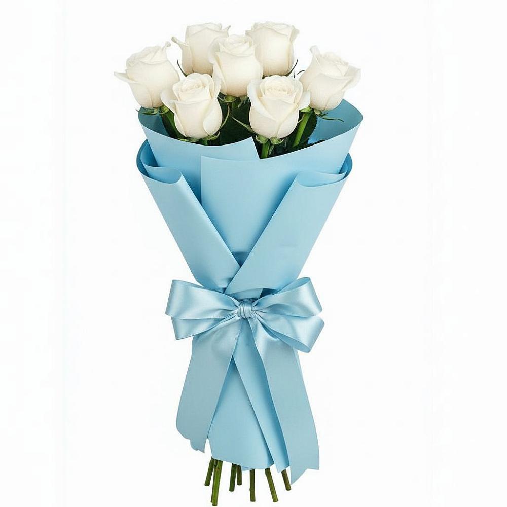 Букет 7 белых роз Проуд в Кушнаренково