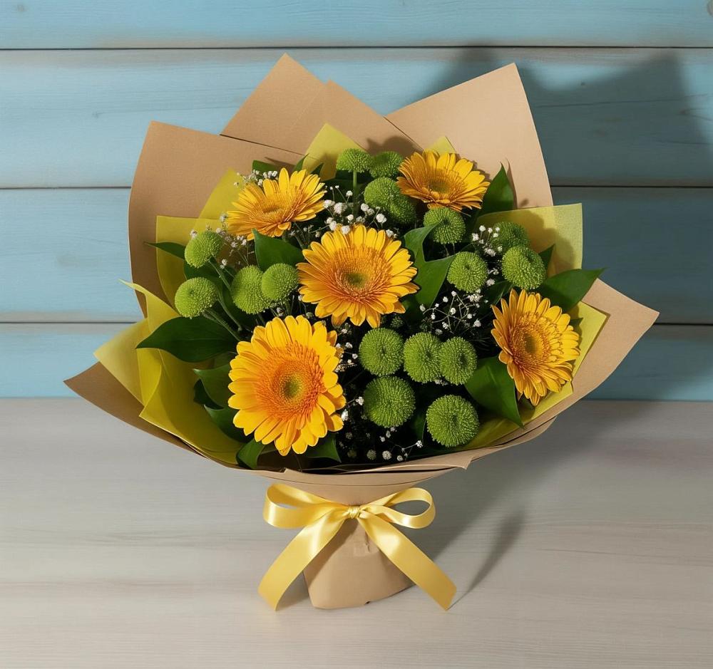 Букет цветов из: Герберы и Хризантемы в Кушнаренково