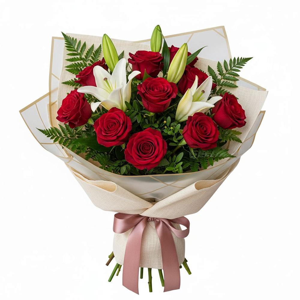 Букет цветов из: Лилии и Розы в Кушнаренково