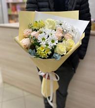 Букет цветов из:  Альстромерии, Розы и Хризантемы в Кушнаренково