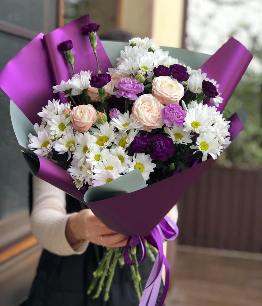 Букет цветов из: Хризантемы, Гвоздики и Розы в Кушнаренково