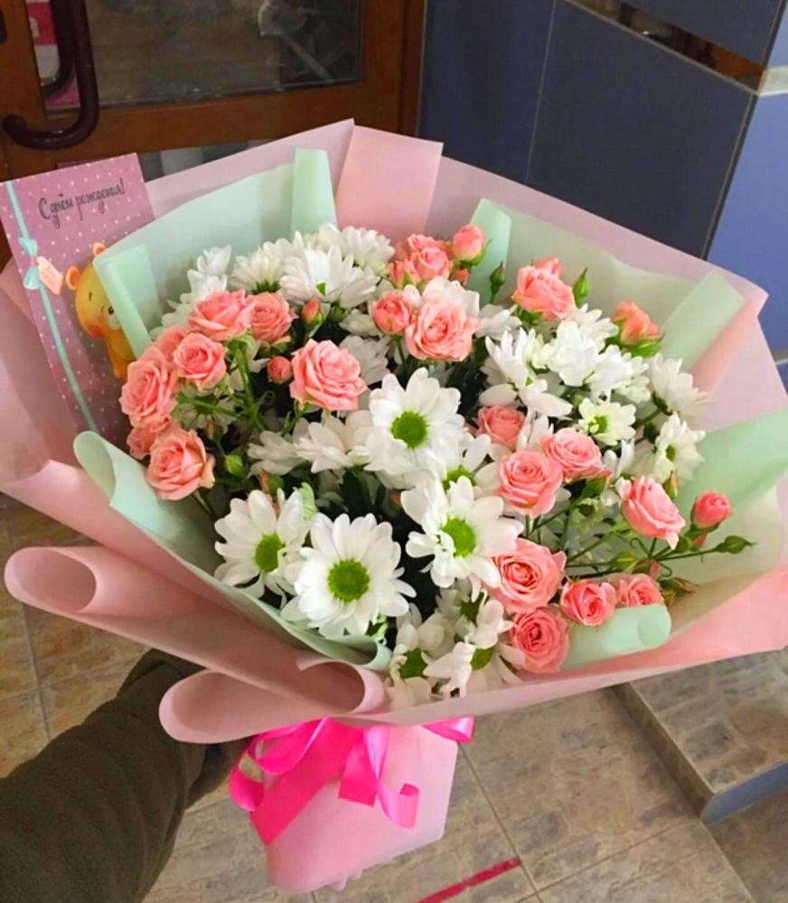 Букет цветов из: Розы и Хризантемы в Кушнаренково