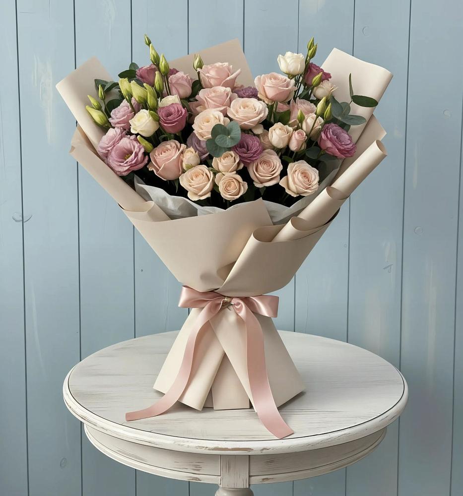 Букет цветов из: Розы и Лизиантусы в Кушнаренково