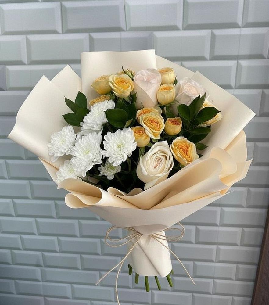 Букет цветов из: Розы и Хризантемы в Кушнаренково