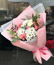 Букет цветов из:  Розы, Лизиантусы и Хризантемы в Кушнаренково