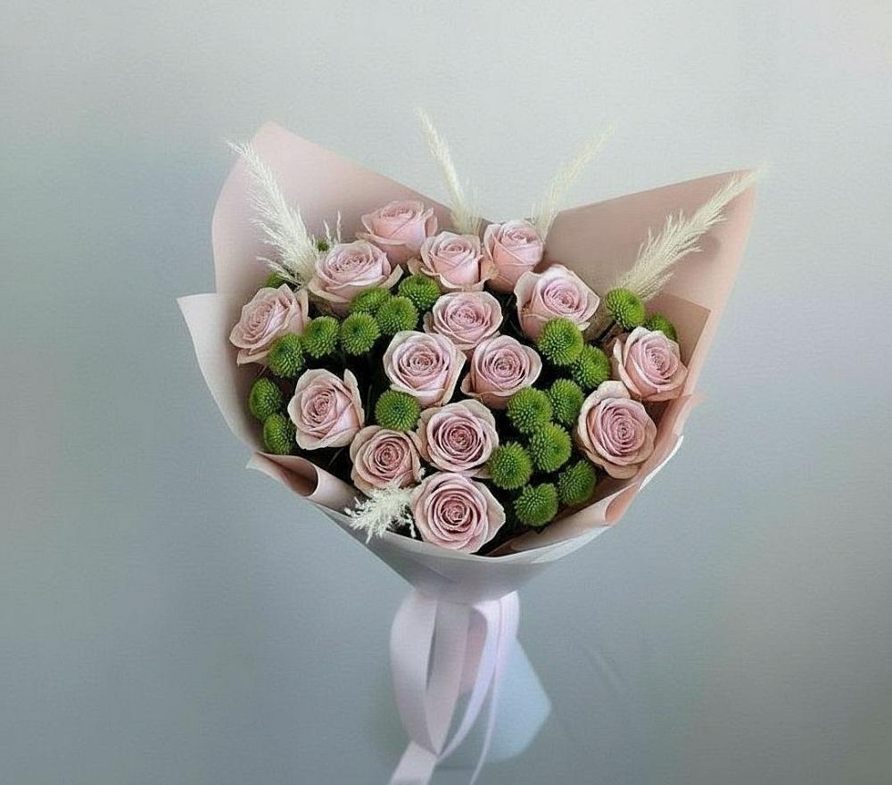 Букет цветов из: Розы и Хризантемы в Кушнаренково