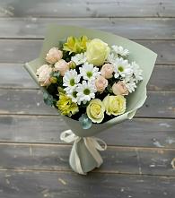Букет цветов из:  Альстромерии, Розы и Хризантемы в Кушнаренково